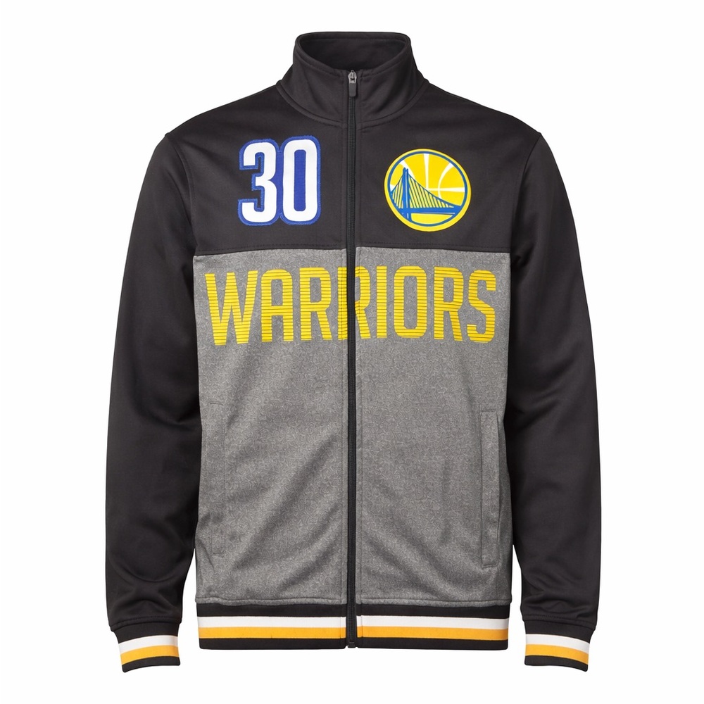Golden State Warriors Stephen Curry #30 Full Zip Track Jacket NBA S Black Gray